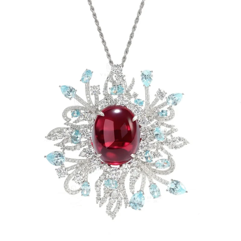 CAMEO 925 Silver Synthetic Zircon The Garden of Ede Blue Flower Sea Light Luxury Oval Ruby Necklace for Women
CAMEO 925 Silver Synthetic Zircon The Garden of Ede Blue Flower Sea Light Luxury Oval Ruby Necklace for Women