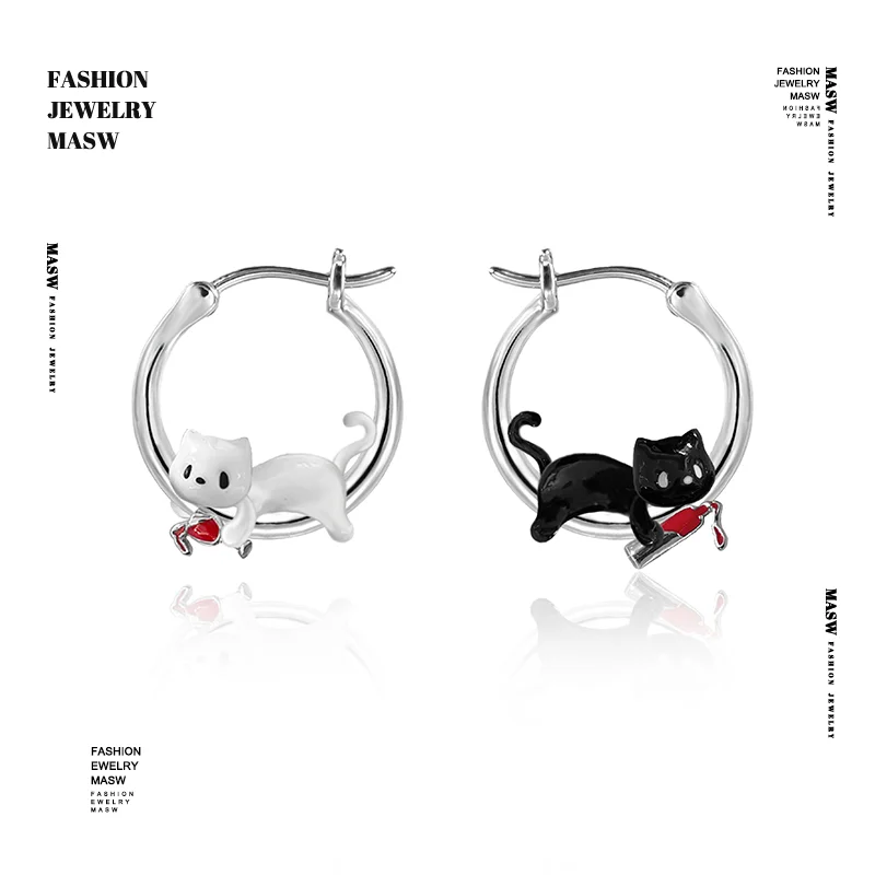 MASW Original Design Luxury Temperament Small Cats Hoop Earrings For Women Party Gifts Modern Jewelry Ear Accessories
MASW Original Design Luxury Temperament Small Cats Hoop Earrings For Women Party Gifts Modern Jewelry Ear Accessories