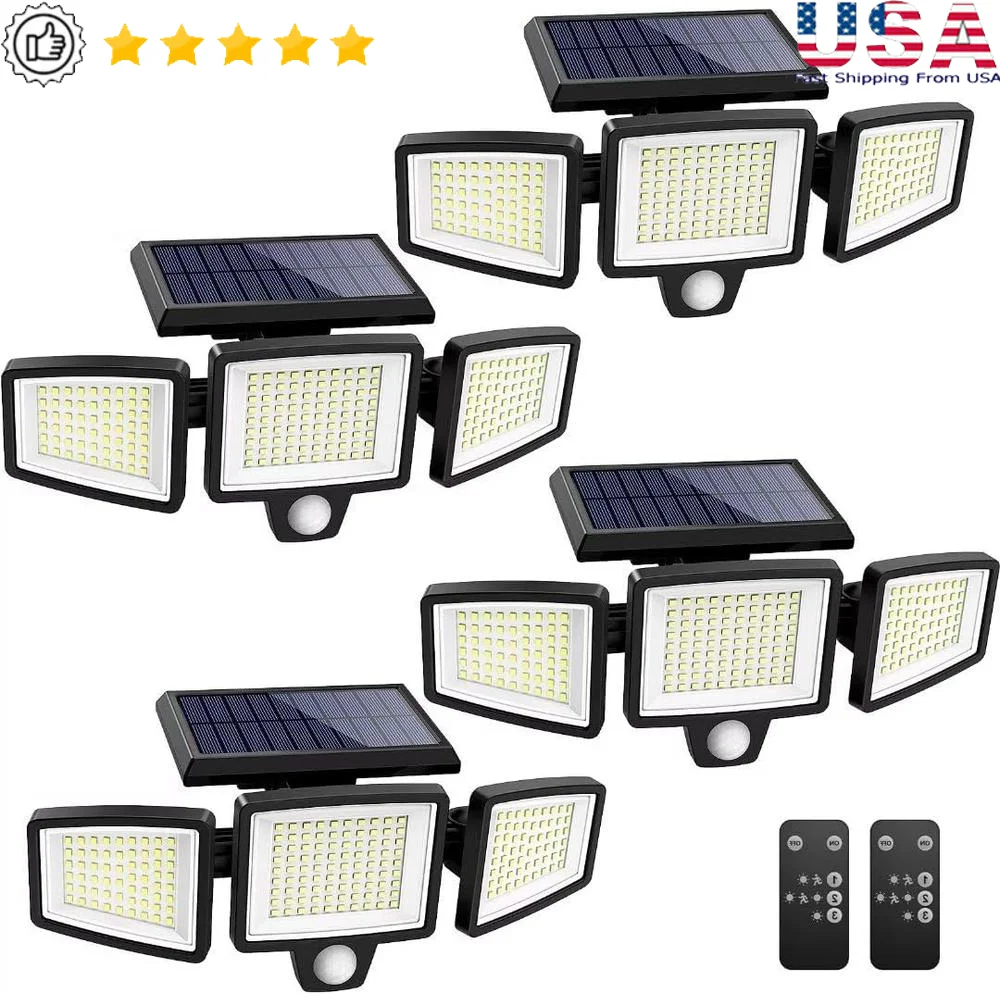 Solar Outdoor Motion Sensor Lights 2500LM 210 LED Flood Light with Remote Control 3 Adjustable Heads IP65 Waterproof
Solar Outdoor Motion Sensor Lights 2500LM 210 LED Flood Light with Remote Control 3 Adjustable Heads IP65 Waterproof