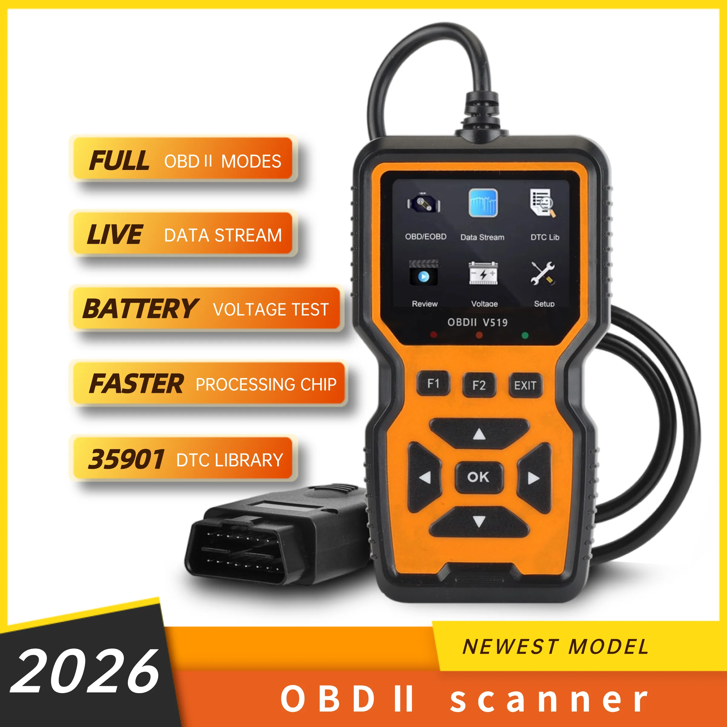 V519 orange Car Diagnostic Scanner Tool Automotive OBD2 Scanner for Engine Health Check with Color Screen 2026
V519 orange Car Diagnostic Scanner Tool Automotive OBD2 Scanner for Engine Health Check with Color Screen 2026