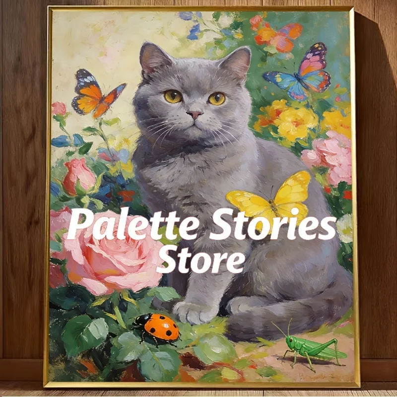 Frameless 1 Set of DIY Acrylic Canvas Oil Painting Kit, Suitable for Adult Beginners and Hobbyists. "Gray Cat with Colorful But
Frameless 1 Set of DIY Acrylic Canvas Oil Painting Kit, Suitable for Adult Beginners and Hobbyists. "Gray Cat with Colorful But