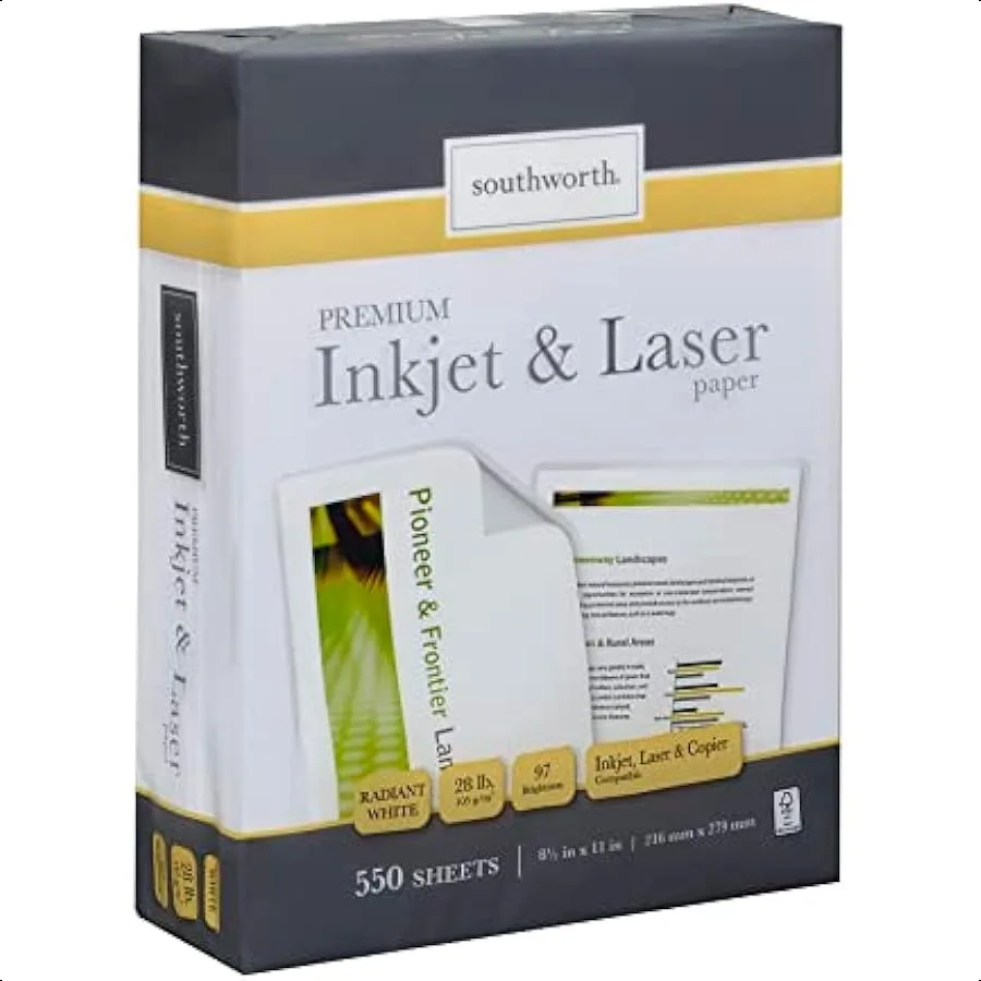 Inkjet and Laser Printer Paper 8.5" x 11" 28 lb. Radiant White 550 Sheets 9172301
Inkjet and Laser Printer Paper 8.5" x 11" 28 lb. Radiant White 550 Sheets 9172301