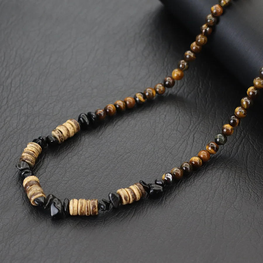 Fashion Men Necklace 20 Inches Natural Tiger Eyes Blue Howlite Stone Collar Hiphop Accessories Coconut Husk Beads Colar Jewelry
Fashion Men Necklace 20 Inches Natural Tiger Eyes Blue Howlite Stone Collar Hiphop Accessories Coconut Husk Beads Colar Jewelry