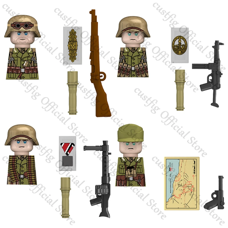 WW2 North Africa Korps German Soldier Action Figures Building Blocks Military War Infantry Gun Helmet Weapon Bricks Kid Toy Gift
WW2 North Africa Korps German Soldier Action Figures Building Blocks Military War Infantry Gun Helmet Weapon Bricks Kid Toy Gift