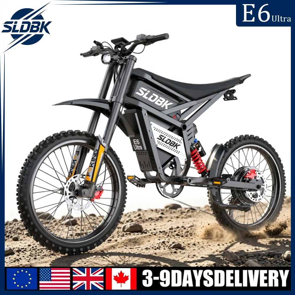 SLDBK E6 Ultra Electric Bike 6000W Peak Electric Dirt Bike 60V 30AH Battery 100km Speed 80Kmh Mountain Electric Motorcycle Adult
SLDBK E6 Ultra Electric Bike 6000W Peak Electric Dirt Bike 60V 30AH Battery 100km Speed 80Kmh Mountain Electric Motorcycle Adult
