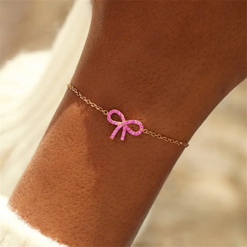Gold Plated Pink Bowknot Bow Chain Bracelet Bangle 925 Silver Colored Zircon Bracelet Jewelry for Women
Gold Plated Pink Bowknot Bow Chain Bracelet Bangle 925 Silver Colored Zircon Bracelet Jewelry for Women