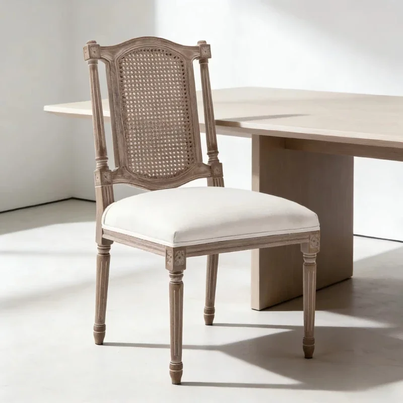 French country dining chair, rattan backrest, breathable and comfortable, wooden dining chair
French country dining chair, rattan backrest, breathable and comfortable, wooden dining chair