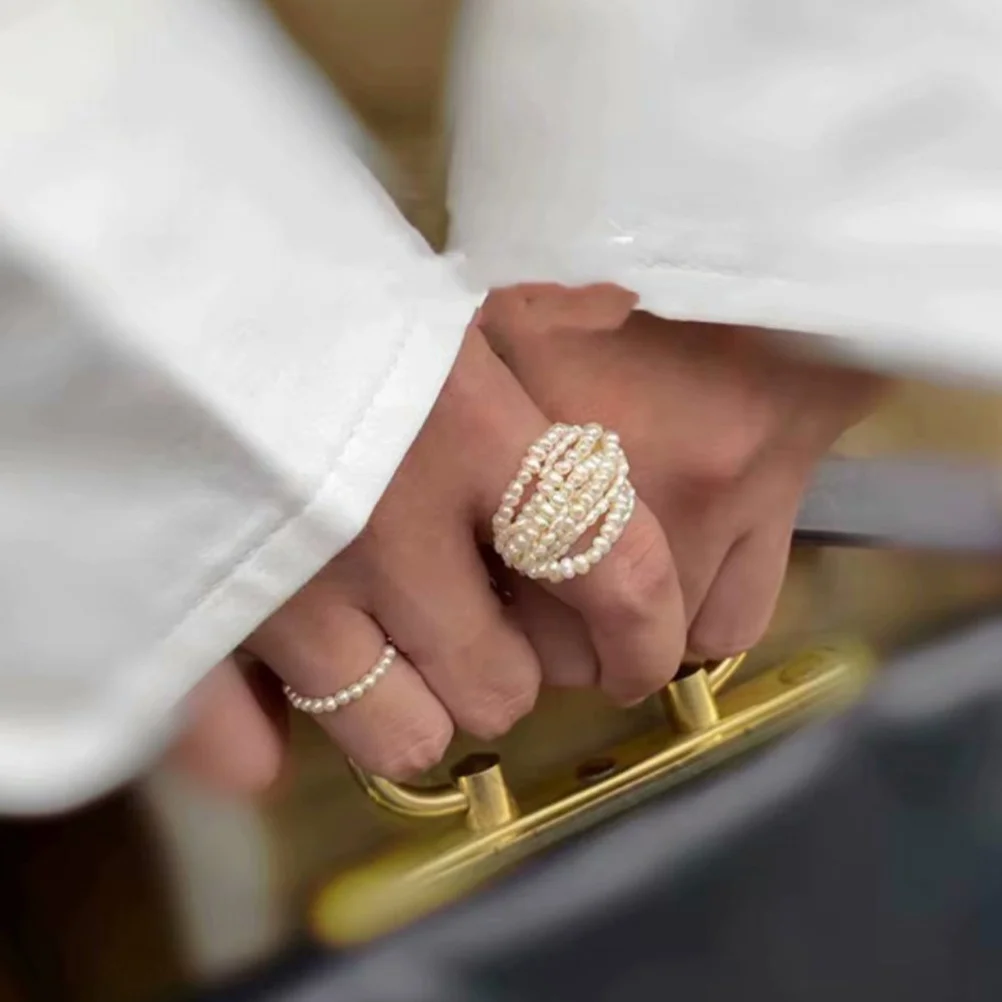 1Pcs Natural Pearl Ring Decorative Delicate Chic Finger Jewelry Multi-Layer Finger Ornaments Suitable for Daily Party Gift
1Pcs Natural Pearl Ring Decorative Delicate Chic Finger Jewelry Multi-Layer Finger Ornaments Suitable for Daily Party Gift