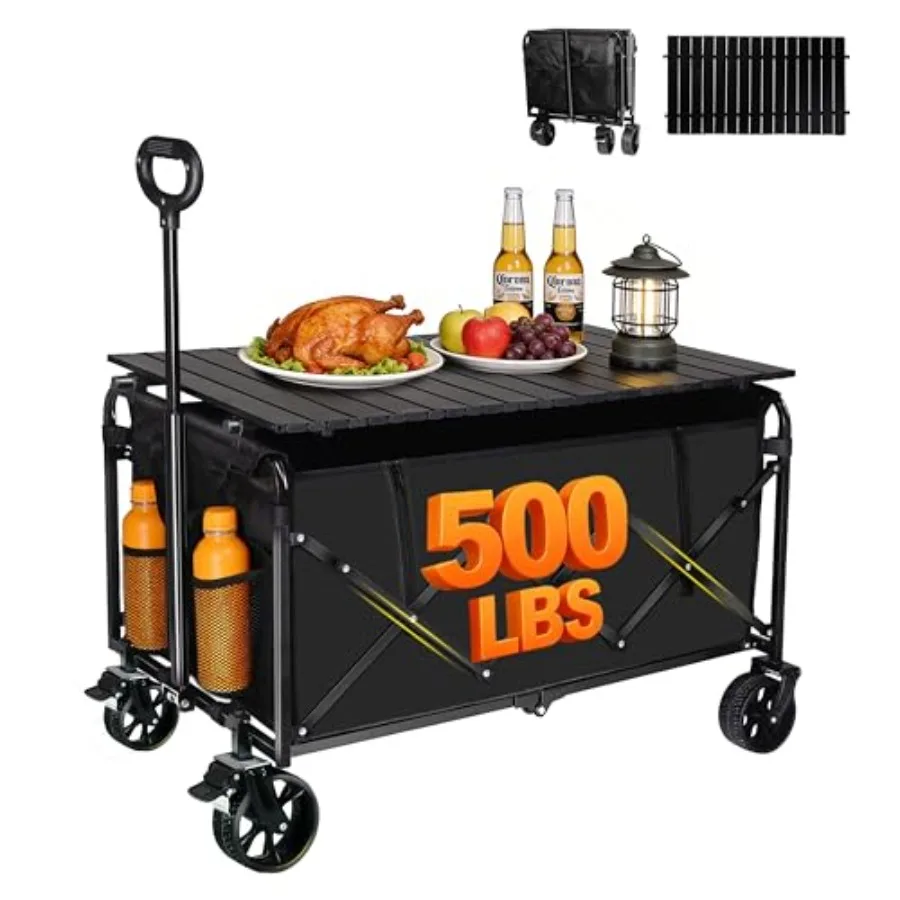 500LBS Collapsible Foldable Wagon Cart - 230L Large Wagons with Table Heavy Duty Portable Utility Folding Cart with 360 Swivel
500LBS Collapsible Foldable Wagon Cart - 230L Large Wagons with Table Heavy Duty Portable Utility Folding Cart with 360 Swivel