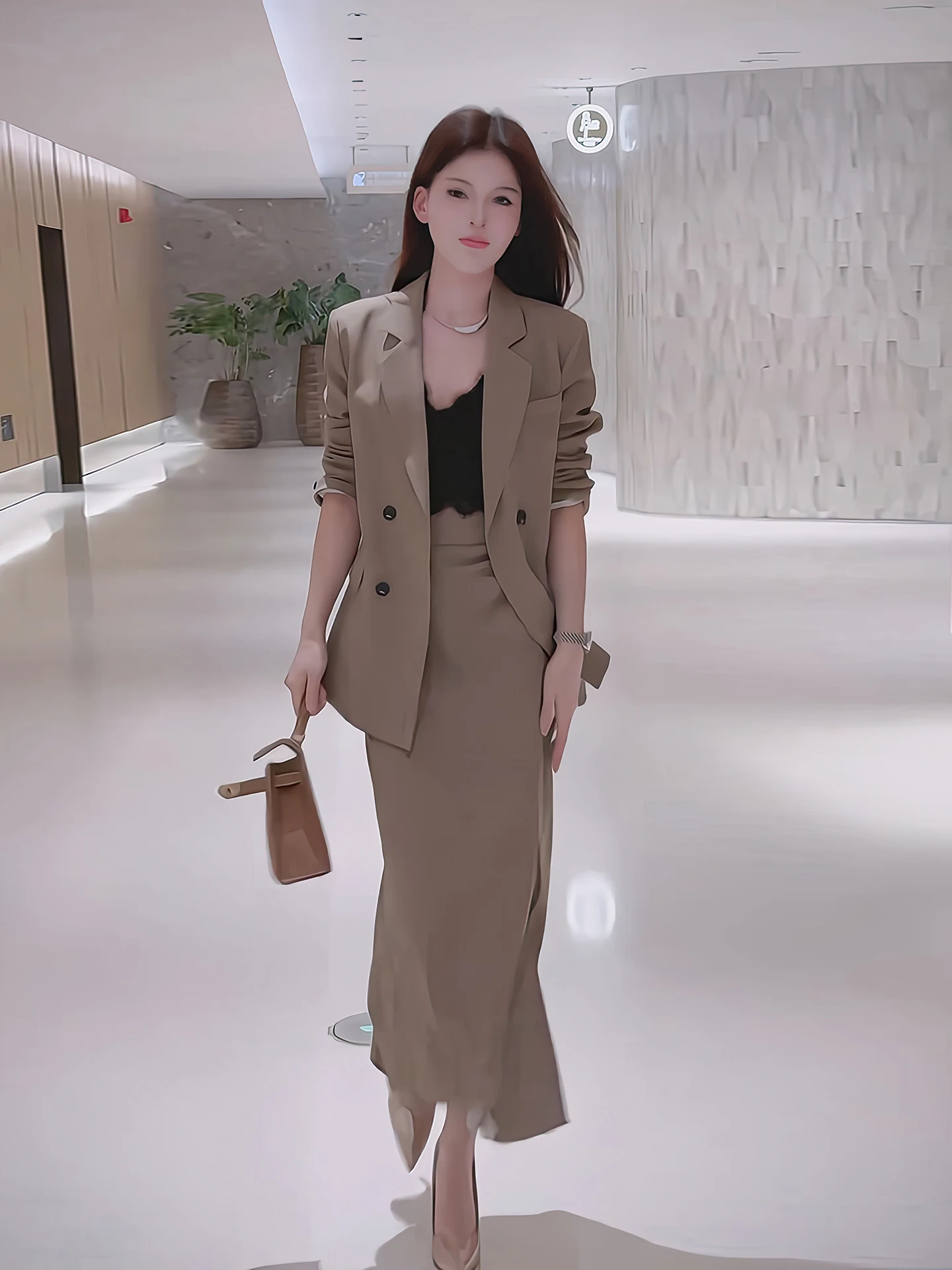 Ele Commuter Sle Women's Suit Set with Split Skirt Faionable Two-Piece Korean Sle Long Sve V-Ne Coat
Ele Commuter Sle Women's Suit Set with Split Skirt Faionable Two-Piece Korean Sle Long Sve V-Ne Coat