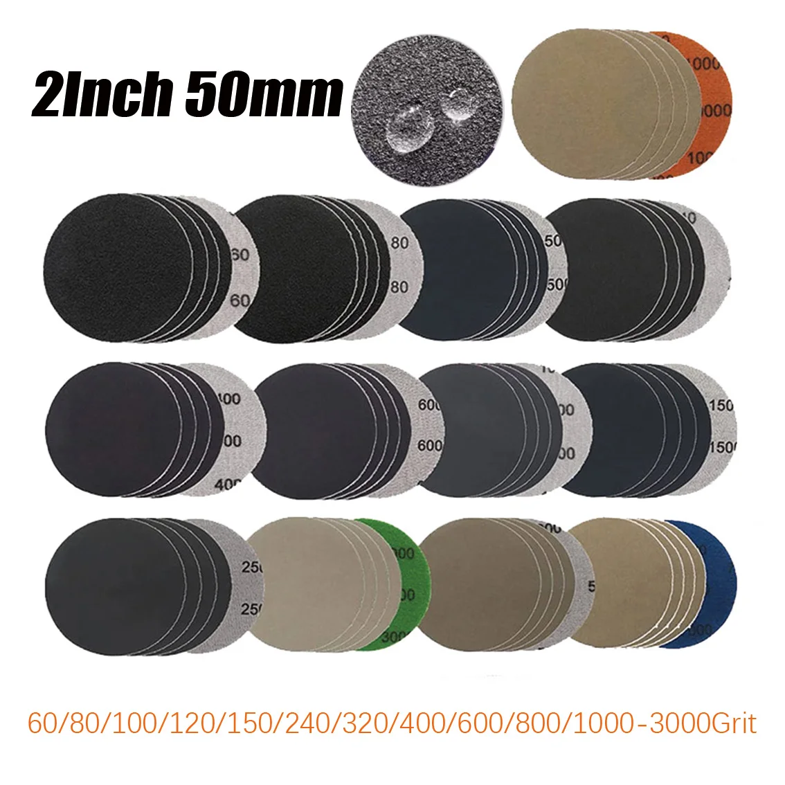 2inch 50mm Sanding Discs Polish Hook Loop Wet/Dry Waterproof 60/80/100-3000Grit Self adhesive sandpaper polishing Abrasive Paper
2inch 50mm Sanding Discs Polish Hook Loop Wet/Dry Waterproof 60/80/100-3000Grit Self adhesive sandpaper polishing Abrasive Paper