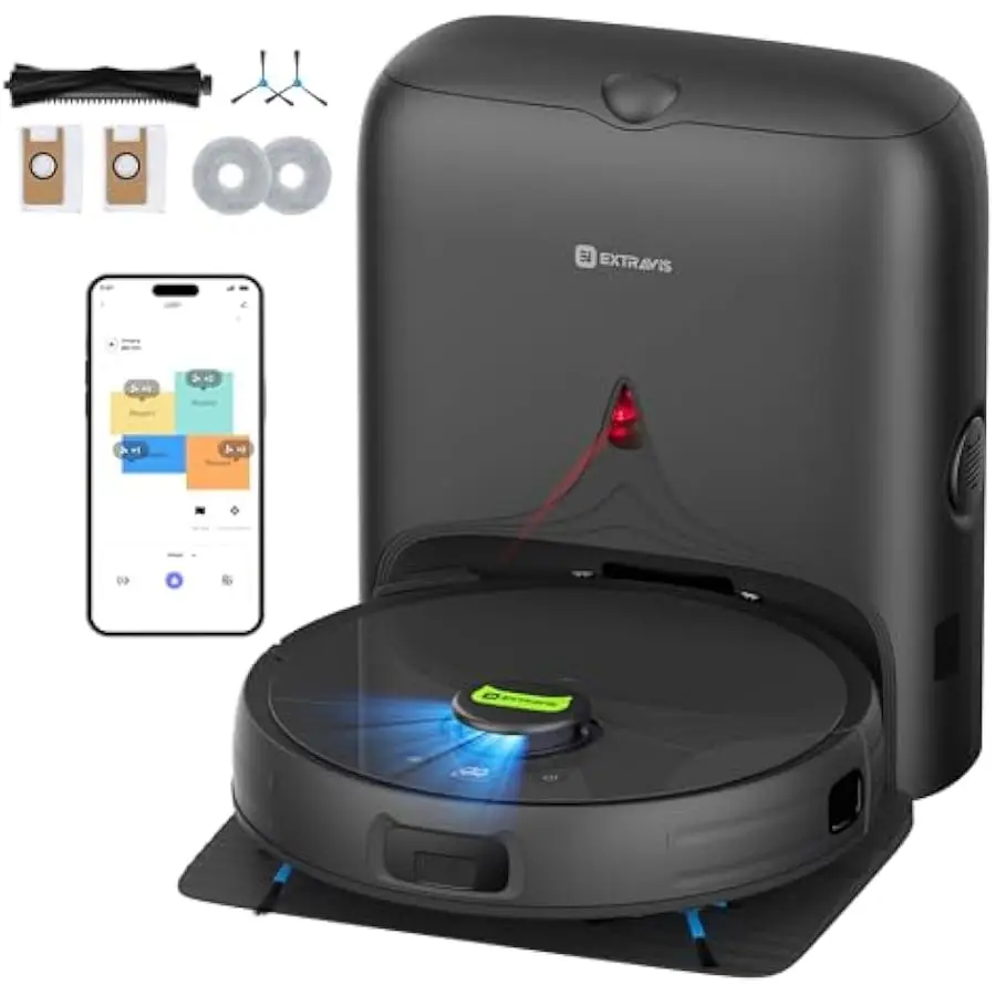Robot Vacuum and Mop, Pet Hair Tangle-Free Cutter Technology, Max 10,000Pa Suction, Laser Navigation, Pet Laser, 75-Days Capacit
Robot Vacuum and Mop, Pet Hair Tangle-Free Cutter Technology, Max 10,000Pa Suction, Laser Navigation, Pet Laser, 75-Days Capacit