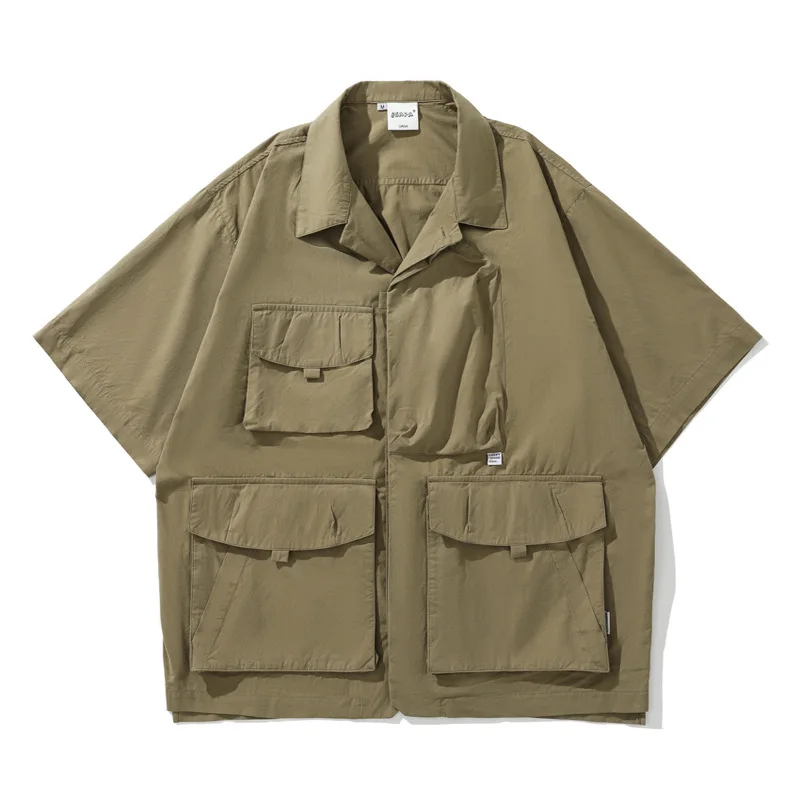 Men Shirt Turn-down Collar Hip Hop Buttons Cool Breathable Single-breasted Cardigan Solid Color Multi Pockets Summer Cargo Shirt
Men Shirt Turn-down Collar Hip Hop Buttons Cool Breathable Single-breasted Cardigan Solid Color Multi Pockets Summer Cargo Shirt