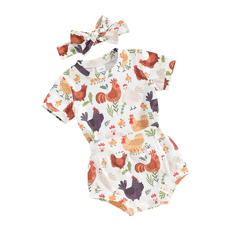 Newborn Baby Girl Summer Outfits Free Range Chicken Print Short Sleeve T Shirt Shorts Set Toddler Farm Clothes
Newborn Baby Girl Summer Outfits Free Range Chicken Print Short Sleeve T Shirt Shorts Set Toddler Farm Clothes