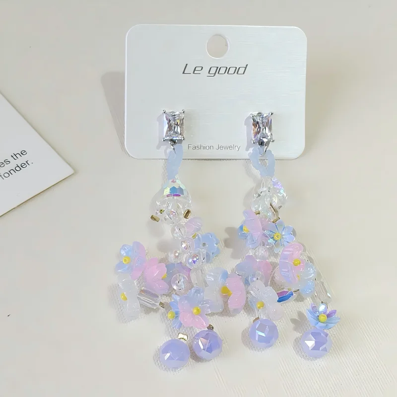 Sweet Fairy Pastel Flower Crystal Dangle Earrings Women Korean Fashion Beaded Long Drop Earring Summer Party Jewelry Gift
Sweet Fairy Pastel Flower Crystal Dangle Earrings Women Korean Fashion Beaded Long Drop Earring Summer Party Jewelry Gift