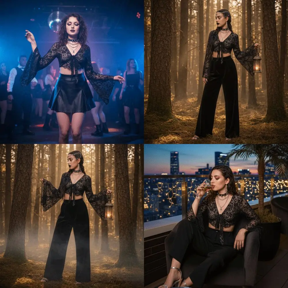 Fashion Lace Trumpet Sleeve Top Black Stage & Dance Wear Crop Top Sexy Belly Dancing Clothes Daily Wear
Fashion Lace Trumpet Sleeve Top Black Stage & Dance Wear Crop Top Sexy Belly Dancing Clothes Daily Wear