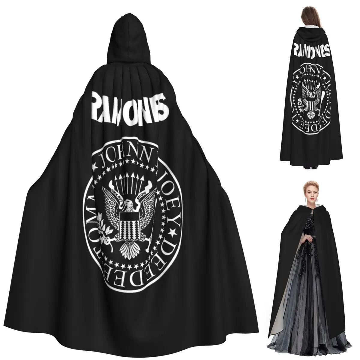 Длинный плащ с капюшоном Ramone Merch, средневековый костюм ведьмы, накидка для косплея, пальто на Хэллоуин для взрослых, унисекс 
Длинный плащ с капюшоном Ramone Merch, средневековый костюм ведьмы, накидка для косплея, пальто на Хэллоуин для взрослых, унисекс