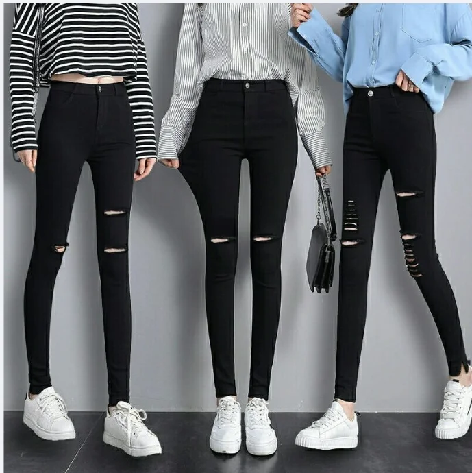 Hole Denim Trouser For Women Elastic High Waisted Pencil Jeans Skinny Ripped Denim Trouser Buttocks Ripped Jeans Japanese
Hole Denim Trouser For Women Elastic High Waisted Pencil Jeans Skinny Ripped Denim Trouser Buttocks Ripped Jeans Japanese