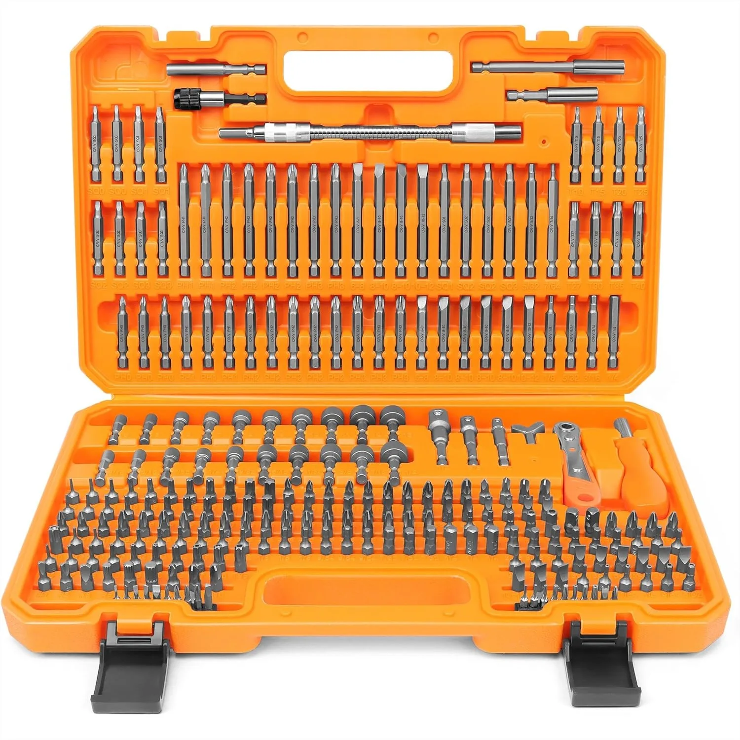 258-Piece Screwdriver Bit Set, Chrome Vanadium Steel Security Bits with Holder, Nut Driver, Orange Case
258-Piece Screwdriver Bit Set, Chrome Vanadium Steel Security Bits with Holder, Nut Driver, Orange Case