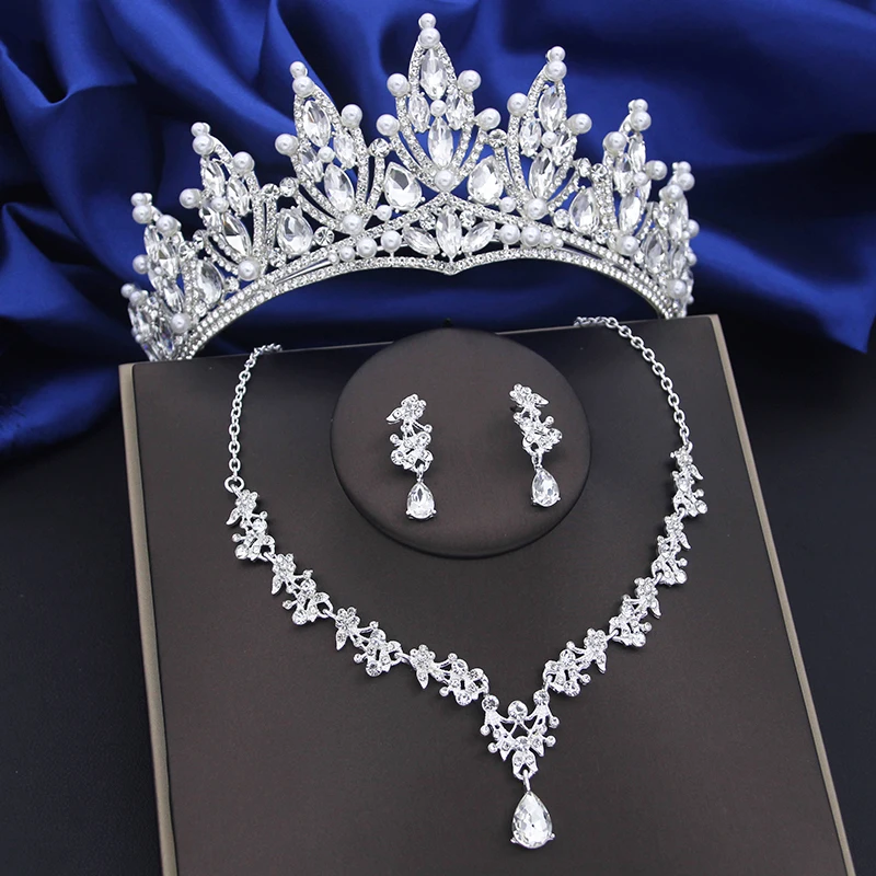 Rhinestone Pearls Tiaras Bridal Jewelry Sets for Women Bride Earring Necklace Set Prom Wedding Jewellry Set Accessories
Rhinestone Pearls Tiaras Bridal Jewelry Sets for Women Bride Earring Necklace Set Prom Wedding Jewellry Set Accessories
