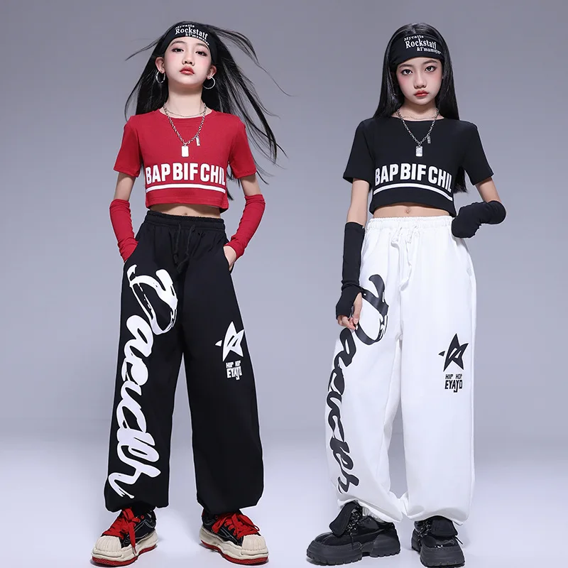 Kid Hip Hop Clothing Red Crop Top Long Sleeve T Shirt White Black Casual Sweat Jogger Pants for Girl Jazz Dance Costume Clothes 
Kid Hip Hop Clothing Red Crop Top Long Sleeve T Shirt White Black Casual Sweat Jogger Pants for Girl Jazz Dance Costume Clothes