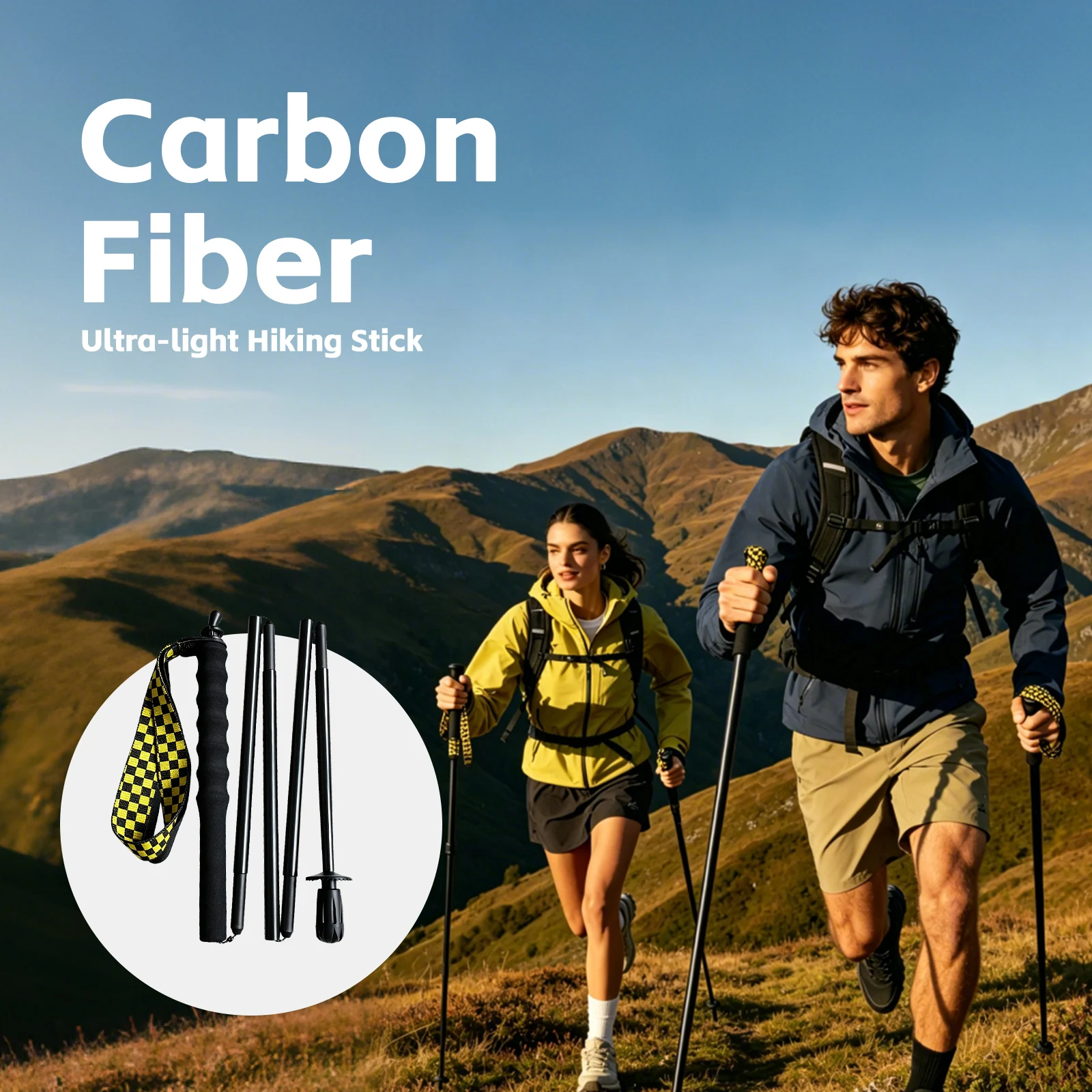 Carbon Fiber Trekking Pole, Five-Section Folding Nordic Walking Stick, High-Strength Carbon Fiber Hiking Stick, Sturdy and Durable, Compact for Storage, Lightweight and Easy to Carry, Matte Black Finish, Colorful Wrist Strap, Suitable for Outdoor Travel a
Carbon Fiber Trekking Pole, Five-Section Folding Nordic Walking Stick, High-Strength Carbon Fiber Hiking Stick, Sturdy and Durable, Compact for Storage, Lightweight and Easy to Carry, Matte Black Finish, Colorful Wrist Strap, Suitable for Outdoor Travel a