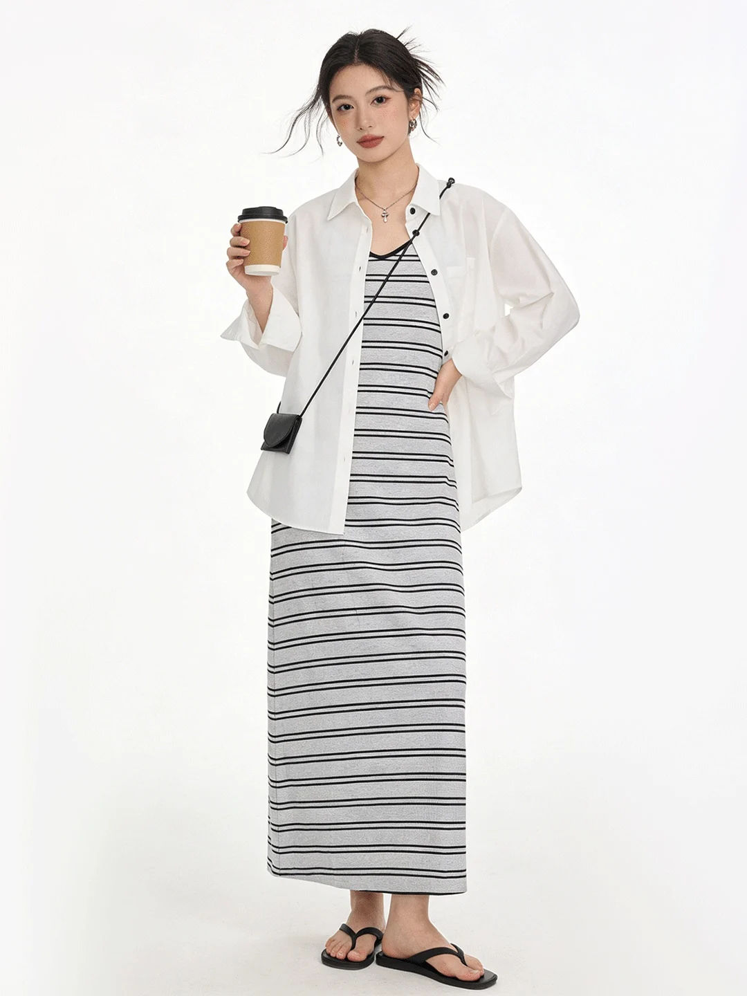 Loose White irt Vintage Sle Stripe Tube Dr Early Spring New Classy Long Dr Bag Set Women's Faion Korean Sle Suit
Loose White irt Vintage Sle Stripe Tube Dr Early Spring New Classy Long Dr Bag Set Women's Faion Korean Sle Suit