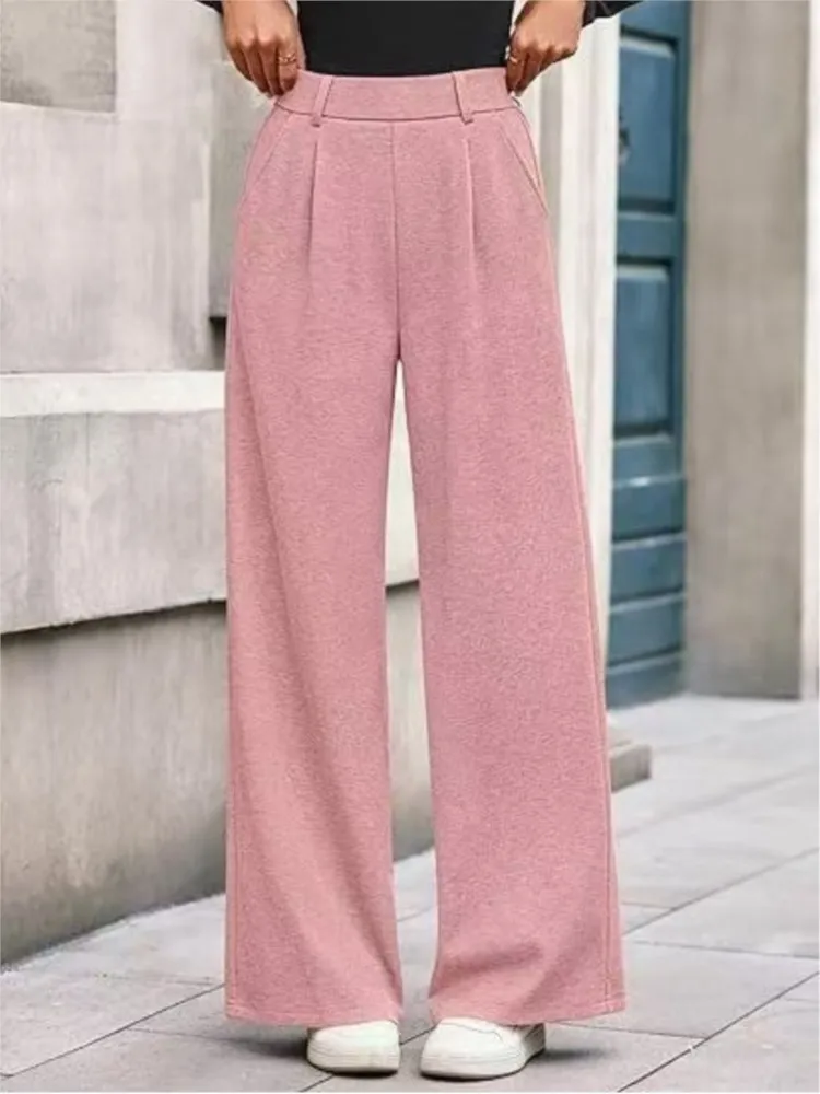 Осень-зима, повседневные удобные универсальные однотонные прямые широкие брюки, женские повседневные брюки с высокой талией
Осень-зима, повседневные удобные универсальные однотонные прямые широкие брюки, женские повседневные брюки с высокой талией