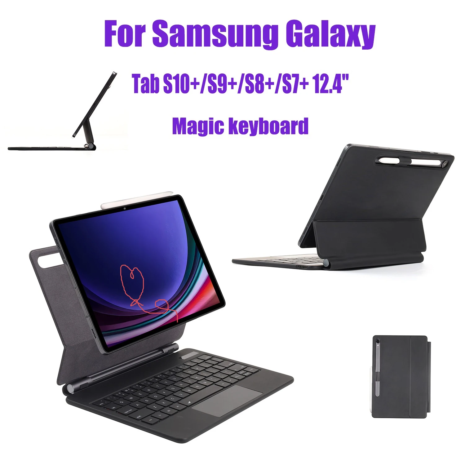 Новые чехлы с волшебной клавиатурой для Samsung Galaxy Tab S10 PLUS S9/S8/S7 Plus 12,4-дюймовый планшет, оригинальный смарт-магнитный чехол Bluetooth
Новые чехлы с волшебной клавиатурой для Samsung Galaxy Tab S10 PLUS S9/S8/S7 Plus 12,4-дюймовый планшет, оригинальный смарт-магнитный чехол Bluetooth