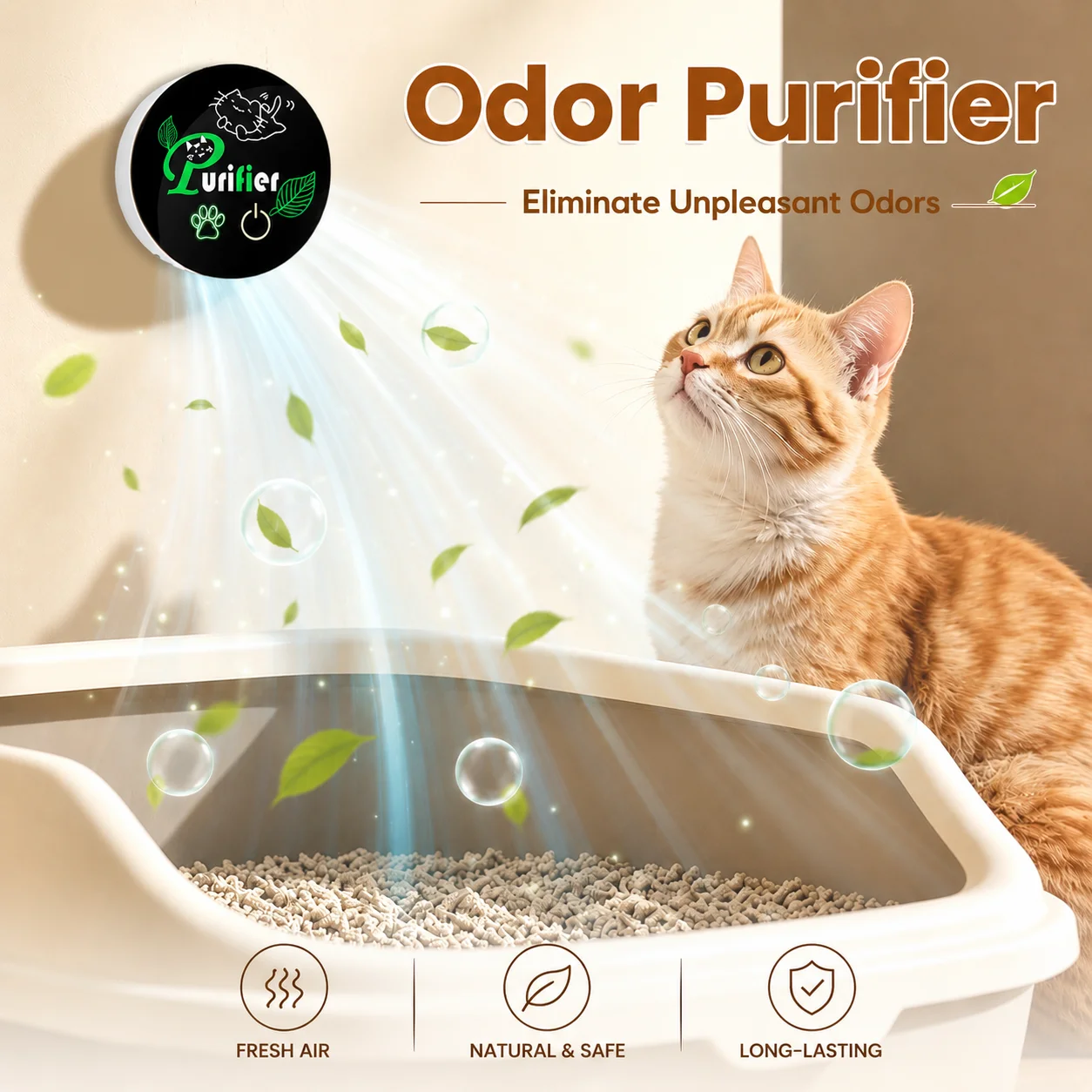 Cat Litter Box Deodorizer, Pet Odor Eliminator with Negative Ion+Plasma+Ozone, Ultra Quiet Air Purifier, Odor Remover for Home
Cat Litter Box Deodorizer, Pet Odor Eliminator with Negative Ion+Plasma+Ozone, Ultra Quiet Air Purifier, Odor Remover for Home