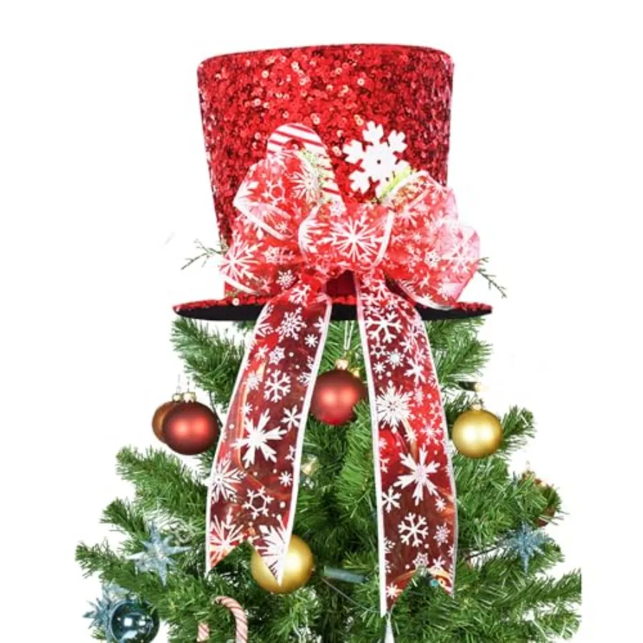 Christmas Tree Topper Hat, 2025 Red Candy Cane Bow Christmas Tree Top Toppers with 6.5ft Ribbon Light, Shiny Xmas Santa Tree To
Christmas Tree Topper Hat, 2025 Red Candy Cane Bow Christmas Tree Top Toppers with 6.5ft Ribbon Light, Shiny Xmas Santa Tree To