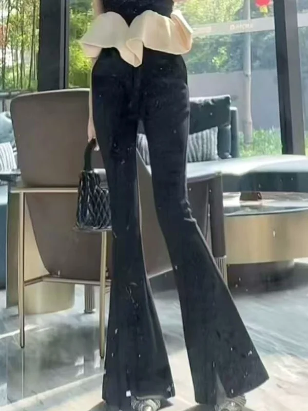 High Waist Slim Fit Straight Leg Split Minimalist Versatile Elastic Bell Bottoms for Women Summer Collection LWJ25A1K347
High Waist Slim Fit Straight Leg Split Minimalist Versatile Elastic Bell Bottoms for Women Summer Collection LWJ25A1K347