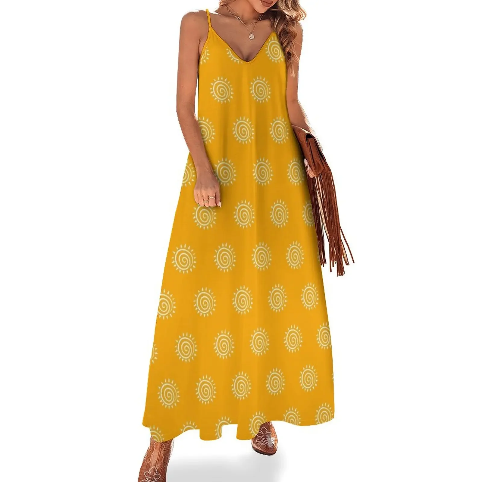 Spiral Sun Yellow Orange Pattern Sleeveless Dress chic and elegant woman dress women formal occasion dresses Dress
Spiral Sun Yellow Orange Pattern Sleeveless Dress chic and elegant woman dress women formal occasion dresses Dress