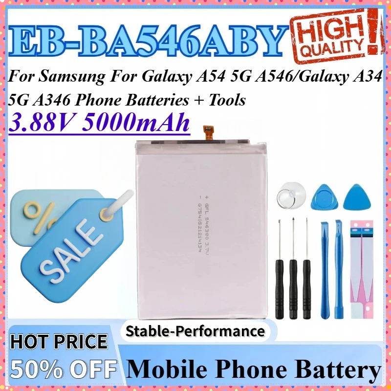 3,88 В 5000 мАч EB-BA546ABY Аккумулятор для мобильного телефона Samsung Galaxy A54 5G A34 5G A346 A546 Аккумуляторы для телефона + инструменты
3,88 В 5000 мАч EB-BA546ABY Аккумулятор для мобильного телефона Samsung Galaxy A54 5G A34 5G A346 A546 Аккумуляторы для телефона + инструменты
