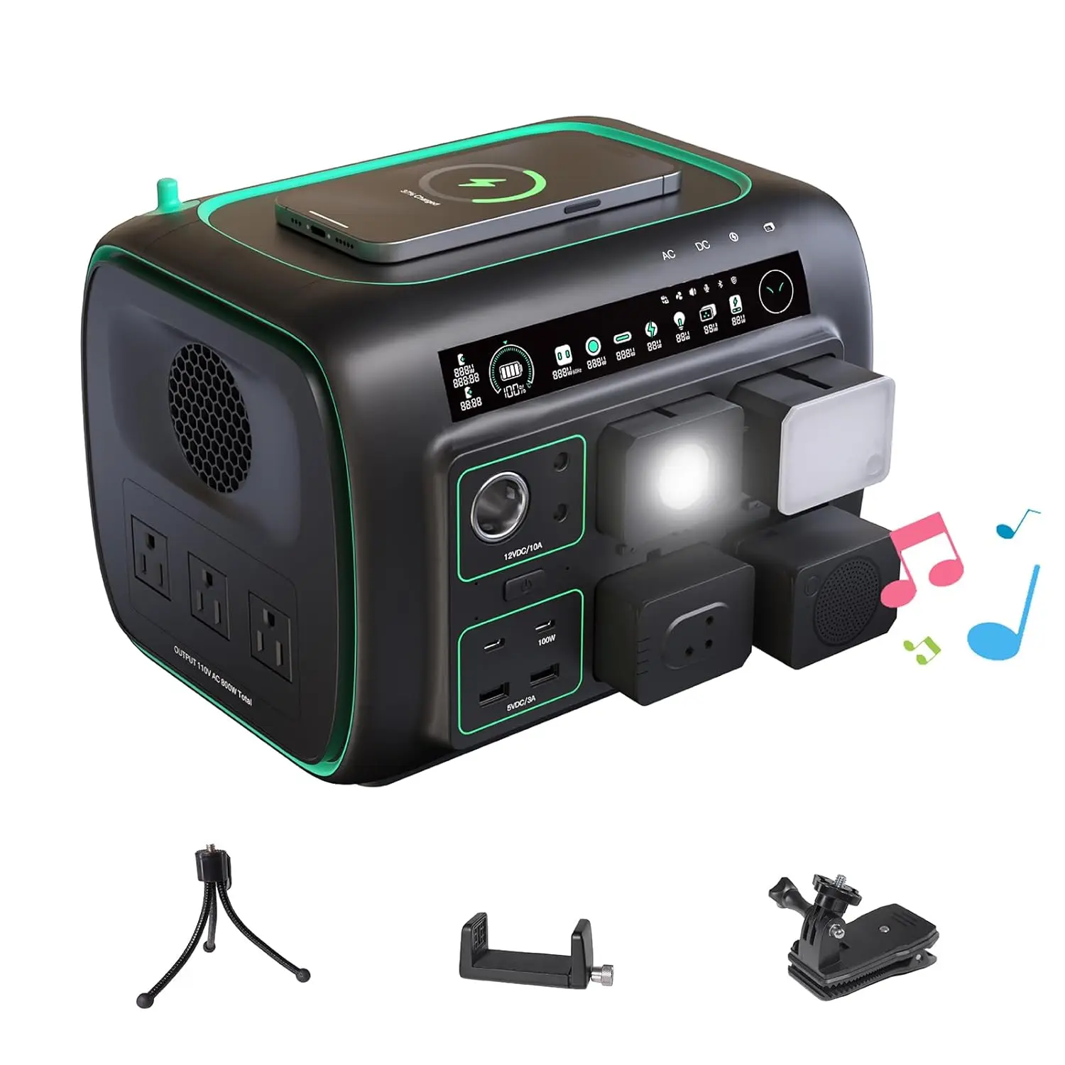 Portable Power Station, with Snap-on Light, Speaker & Charger, 800W Solar Generator, 512Wh Outdoor Power supply for, Customized
Portable Power Station, with Snap-on Light, Speaker & Charger, 800W Solar Generator, 512Wh Outdoor Power supply for, Customized