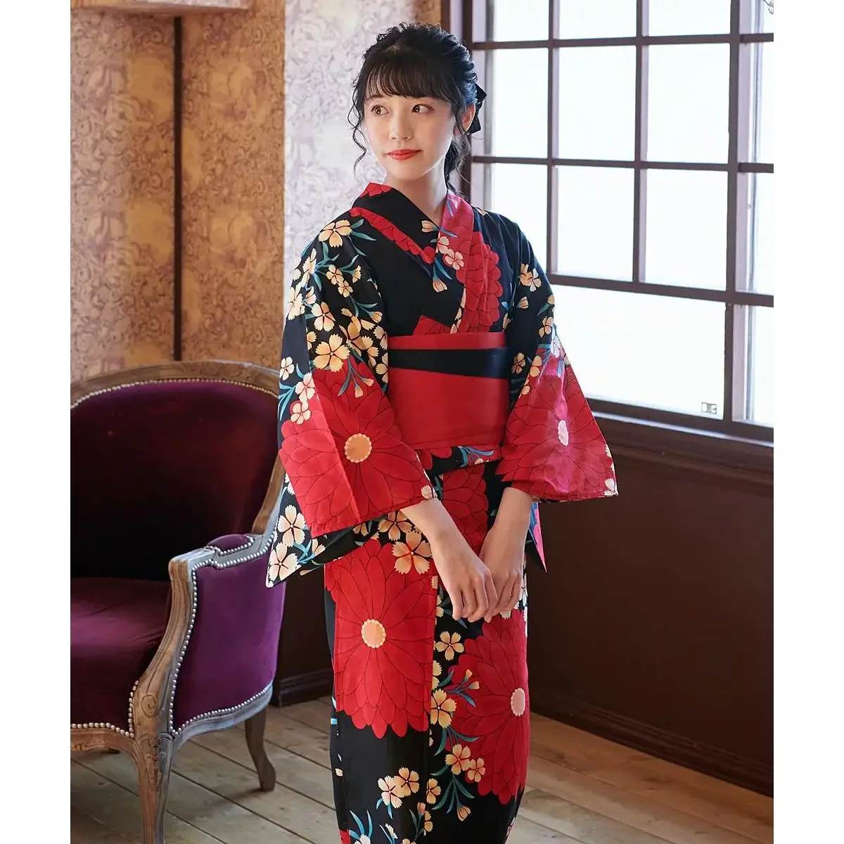 Japanese kimono yukata women, traditional dress style pure cotton fabric travel Japanese retro shooting clothes COS
Japanese kimono yukata women, traditional dress style pure cotton fabric travel Japanese retro shooting clothes COS