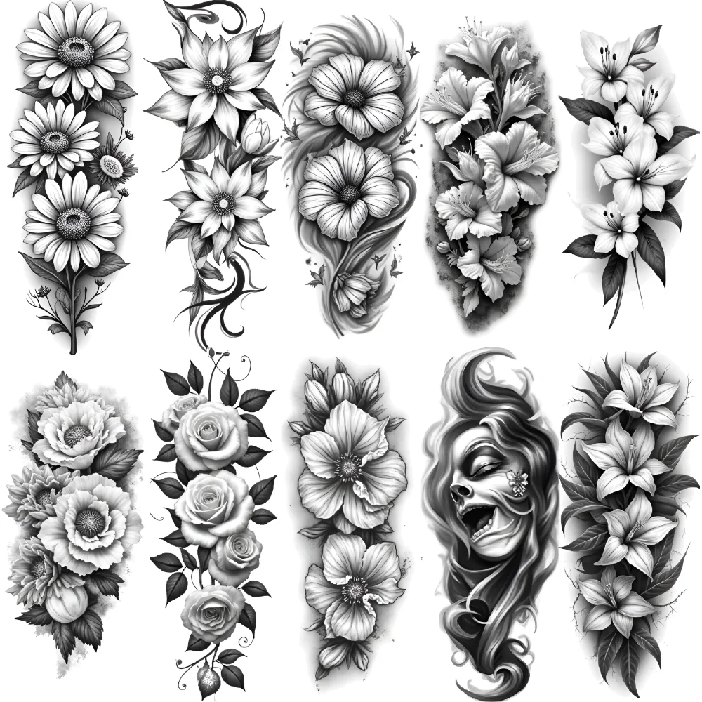 12pcs Temporary Tattoo Abstract Hibiscus Waterproof Long-lasting Body Stickers Rose Cluster Daisy Arrangement For Male Arms
12pcs Temporary Tattoo Abstract Hibiscus Waterproof Long-lasting Body Stickers Rose Cluster Daisy Arrangement For Male Arms