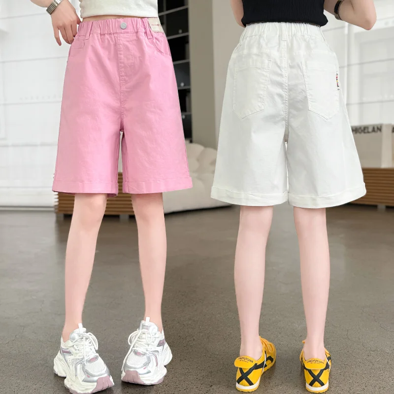 Elegant Kids Child Candy Color White Pink Straight Fit Cotton Shorts for Teens Girl Solid Knee Length Summer Knitted Pants 5-14Y
Elegant Kids Child Candy Color White Pink Straight Fit Cotton Shorts for Teens Girl Solid Knee Length Summer Knitted Pants 5-14Y