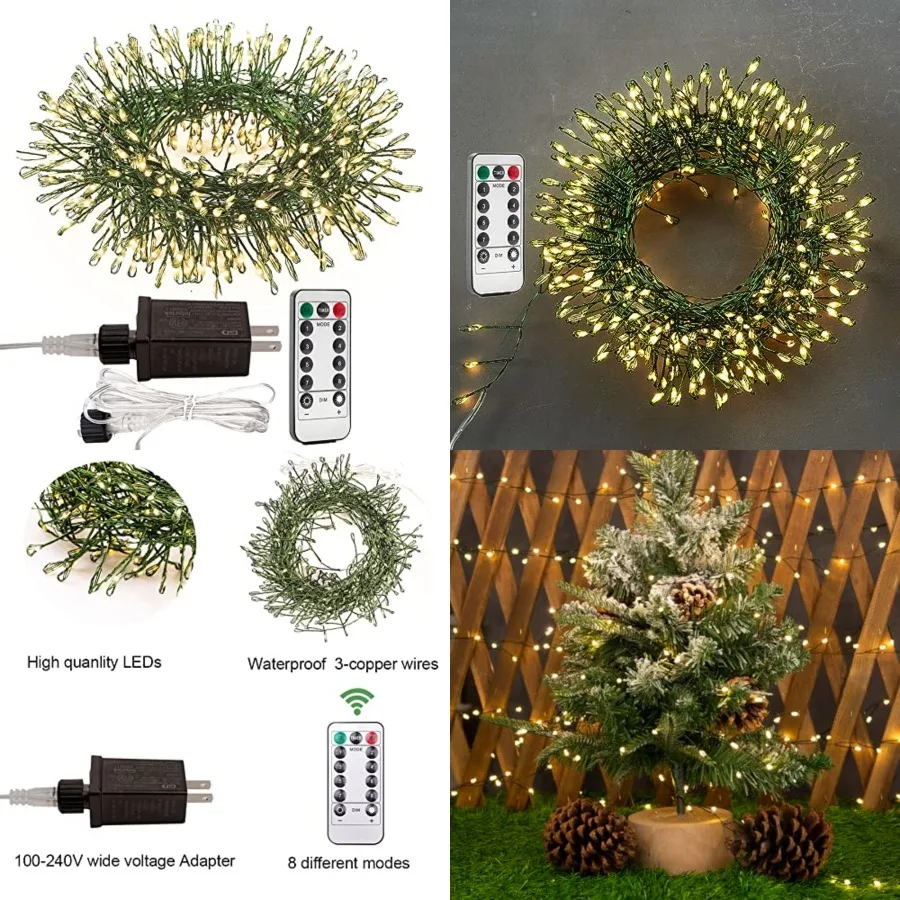 Firecracker Fairy Lights Plug in, 100Feet 1000LEDs Green Wire Cluster String Lights, Waterproof 8 Modes Remote Twinkle Light fo
Firecracker Fairy Lights Plug in, 100Feet 1000LEDs Green Wire Cluster String Lights, Waterproof 8 Modes Remote Twinkle Light fo