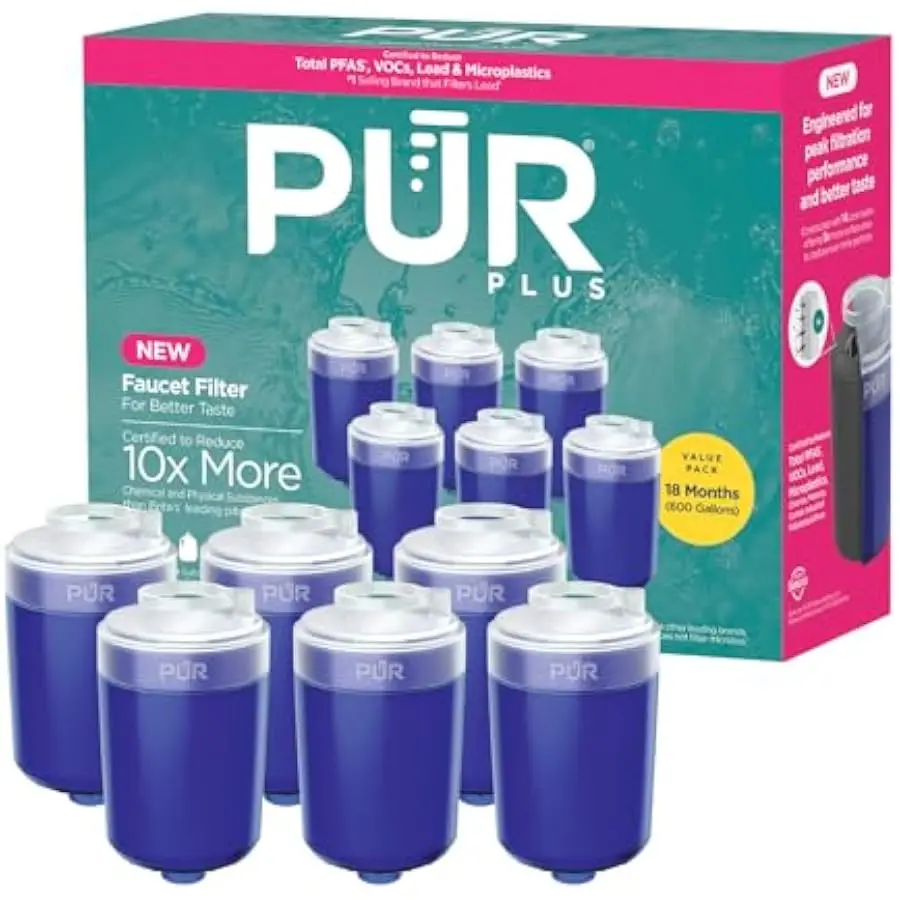 PUR Plus Mineral Core Faucet Mount Water Filter Replacement, 6 Pack for 18-Month Supply, Compatible Water Filter for Sink Faucet
PUR Plus Mineral Core Faucet Mount Water Filter Replacement, 6 Pack for 18-Month Supply, Compatible Water Filter for Sink Faucet
