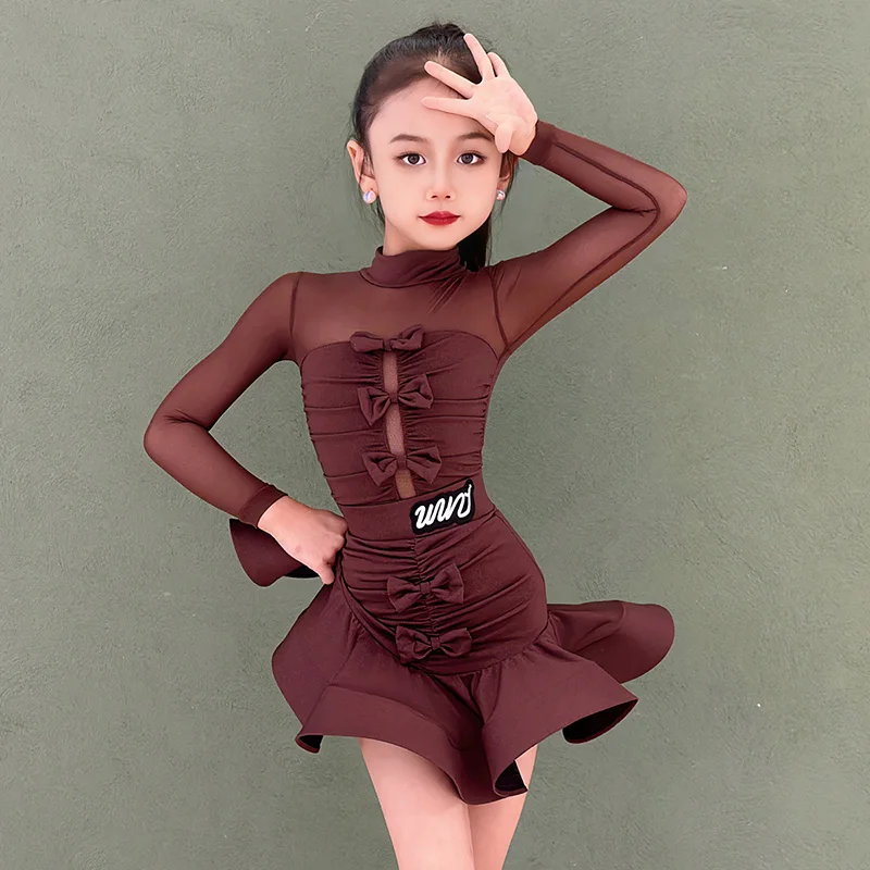 Girls Latin Dance Clothes 2025 Performance Clothing Brown Long Sleeve Dance Suit With Bow Fishbone Skirt Kid Latin Outfit 4361
Girls Latin Dance Clothes 2025 Performance Clothing Brown Long Sleeve Dance Suit With Bow Fishbone Skirt Kid Latin Outfit 4361