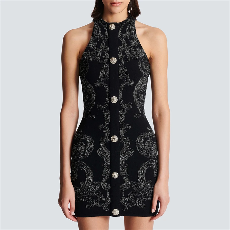 2024 Summer New Women's Embroidery Printed Sleeveless Backless Knitted Dress High Quality Fashion Retro Stretch Slim Mini Skirt
2024 Summer New Women's Embroidery Printed Sleeveless Backless Knitted Dress High Quality Fashion Retro Stretch Slim Mini Skirt