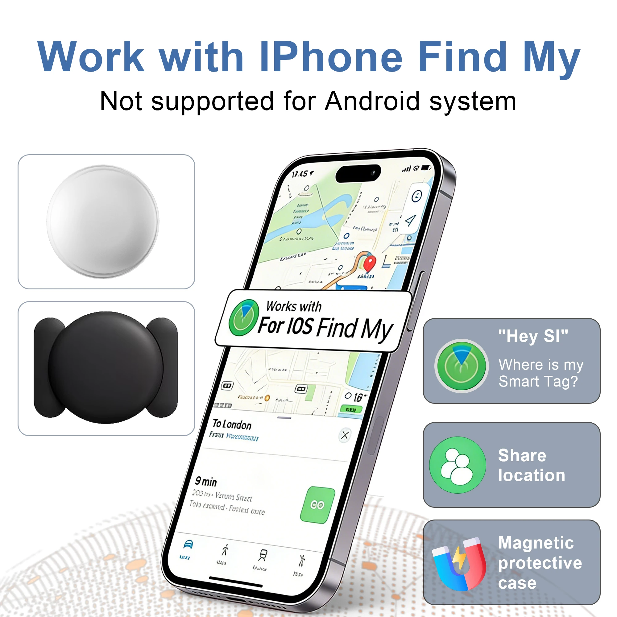 The tracker works with a strong magnetic iOS anti-loss location kit. This iOS locator supports the "Find My" app on iOS.
The tracker works with a strong magnetic iOS anti-loss location kit. This iOS locator supports the "Find My" app on iOS.