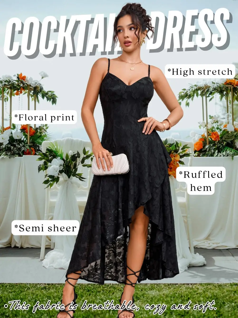 Women's High-Low Elegant Dress, Drop Waist Jacquard Textured Flowy Midi Sundress for Wedding & Vacation Evening Party Dress
Women's High-Low Elegant Dress, Drop Waist Jacquard Textured Flowy Midi Sundress for Wedding & Vacation Evening Party Dress