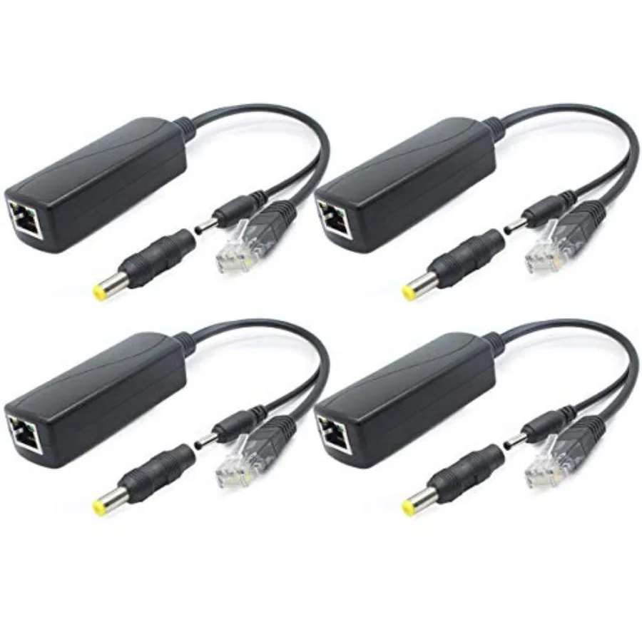 4-Pack 5V Gigabit PoE Splitter 48V to 5V 2.4A Adapter 10/100/1000Mbps Plug 3.5mm x 1.35mm 5.5mm x 2.1mm Connector IEEE 802.3af
4-Pack 5V Gigabit PoE Splitter 48V to 5V 2.4A Adapter 10/100/1000Mbps Plug 3.5mm x 1.35mm 5.5mm x 2.1mm Connector IEEE 802.3af