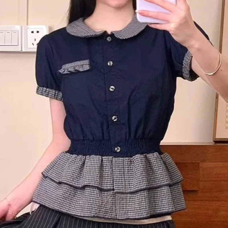 Korean Version Fake Two-Piece Turn Down Neck Short-Sleeved T-Shirt Women Summer New Sweet Girl Versatile Bow Short Top
Korean Version Fake Two-Piece Turn Down Neck Short-Sleeved T-Shirt Women Summer New Sweet Girl Versatile Bow Short Top