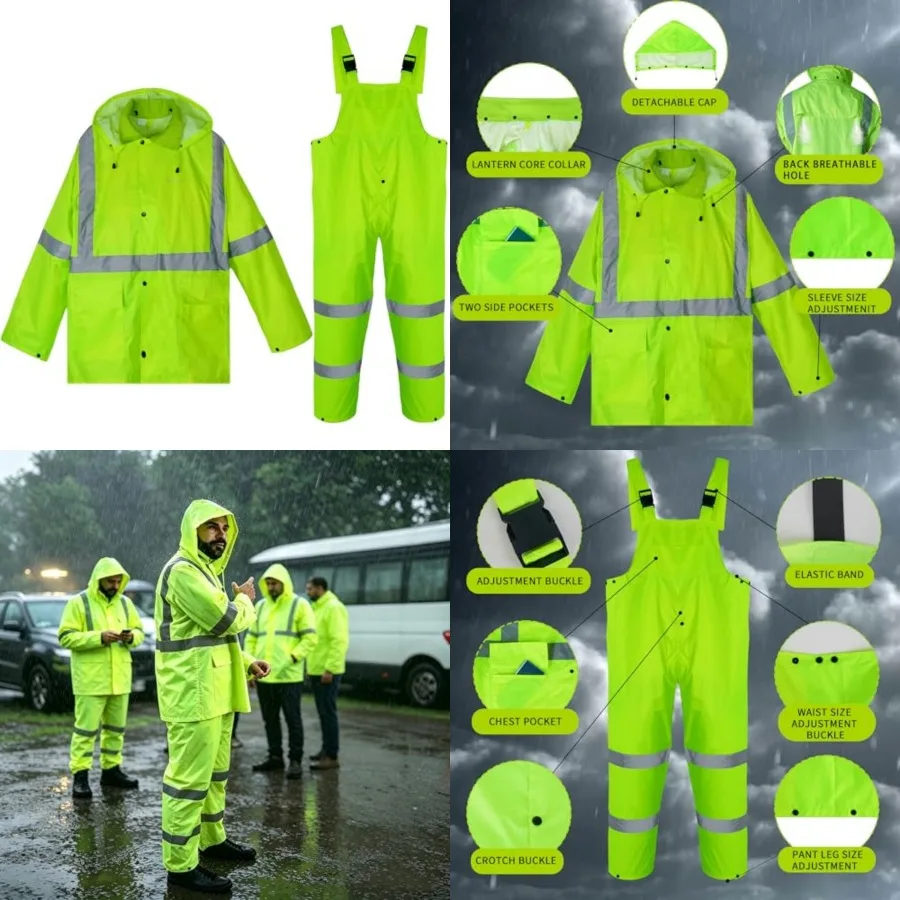 Rain Suits for Men Waterproof High Visibility Reflective Work Breathable Rain Gear for Men Waterproof Jacket and Pants
Rain Suits for Men Waterproof High Visibility Reflective Work Breathable Rain Gear for Men Waterproof Jacket and Pants