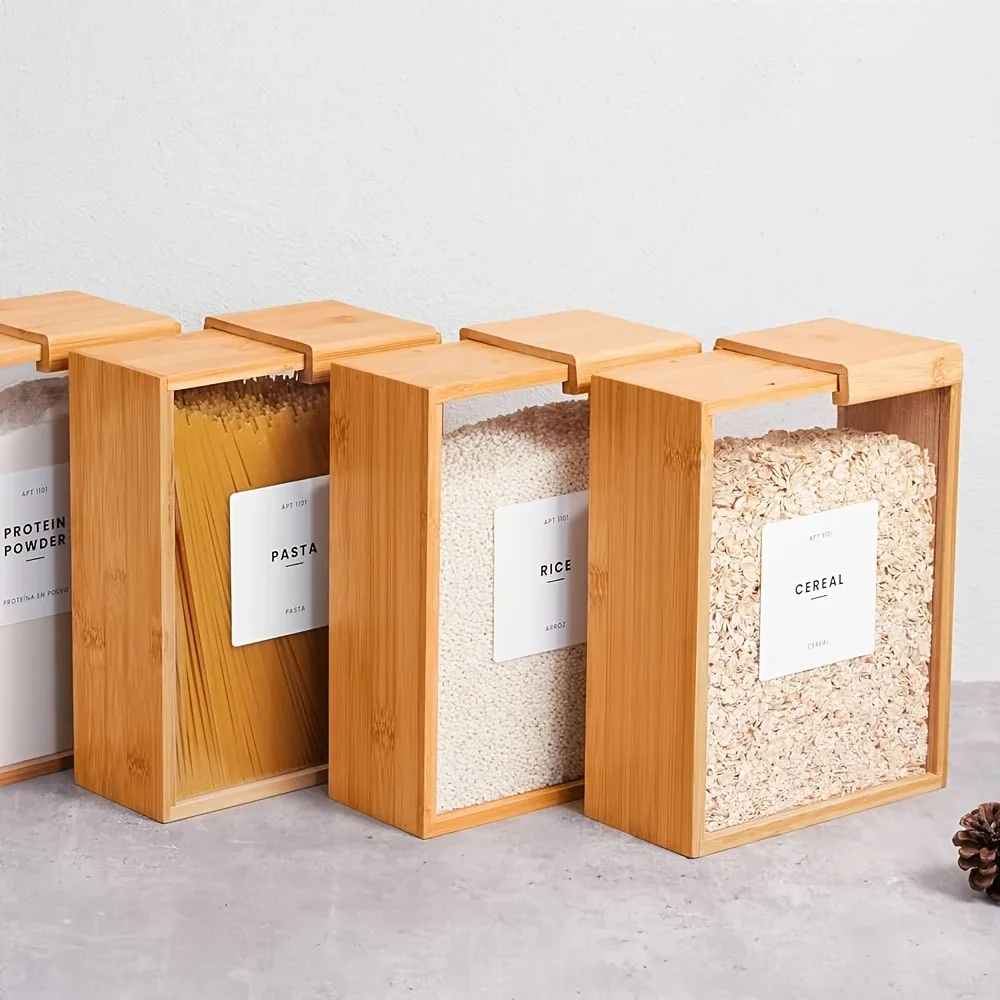 One Multifunctional Bamboo Storage Container, a Sliding Storage Box, Ideal for Kitchen Use, Capable of Holding Grains, Rice
One Multifunctional Bamboo Storage Container, a Sliding Storage Box, Ideal for Kitchen Use, Capable of Holding Grains, Rice