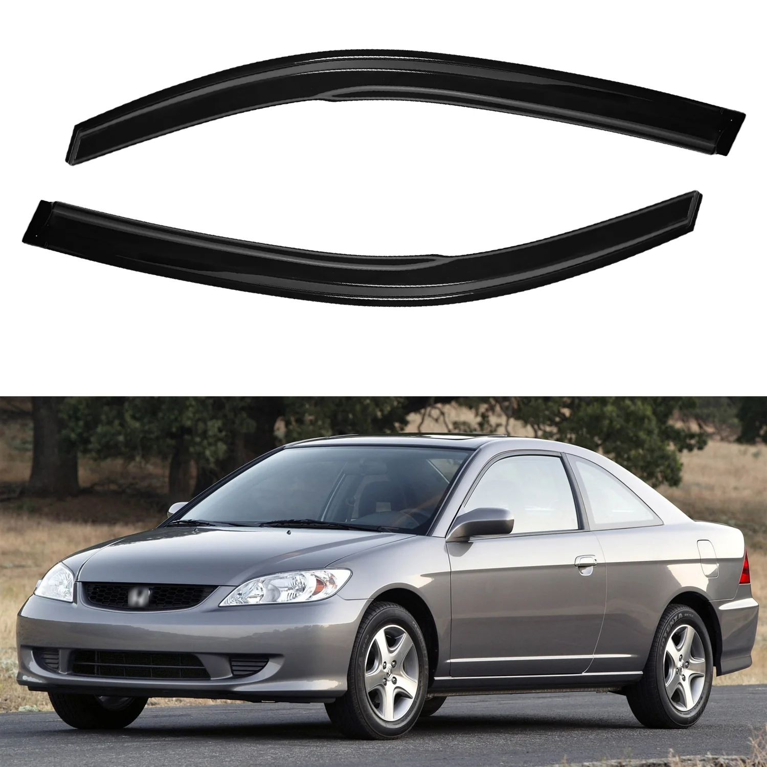 For Honda Civic 2-Door Coupe 2001-2005 Smoke Tinted Wind Deflectors Overlay 2pcs Set with Water Sill 1.5MM Thick Boxed
For Honda Civic 2-Door Coupe 2001-2005 Smoke Tinted Wind Deflectors Overlay 2pcs Set with Water Sill 1.5MM Thick Boxed
