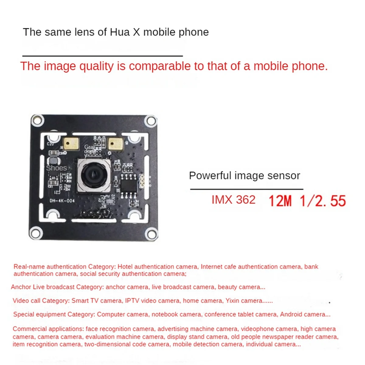 12-мегапиксельная HD-камера, модуль 4K HD imx362, модуль камеры USB2.0, автоматический фокус_Y08A
12-мегапиксельная HD-камера, модуль 4K HD imx362, модуль камеры USB2.0, автоматический фокус_Y08A